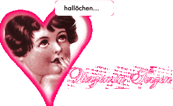 Schriftzug "Herzen in Terzen" und Engel mit Sprechblase: hallöchen